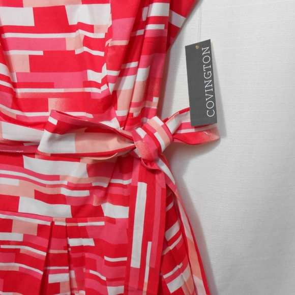 Covington Pink Retro Print Fit and Flare Dress - Picture 2 of 4